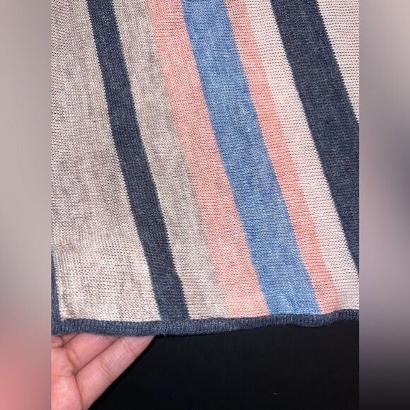 ECRU Striped 100% Linen V-Neck SleevelessTop Size Large EUC - Picture 2 of 8